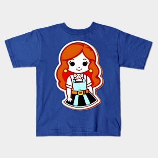 Red Haired Cow Girl Kids T-Shirt